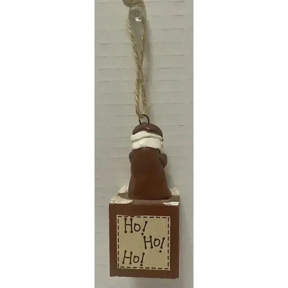 Vintage Santa Claus "HO HO HO" Toy Block Christmas Statue Ornament 3.25” High - Picture 3 of 4